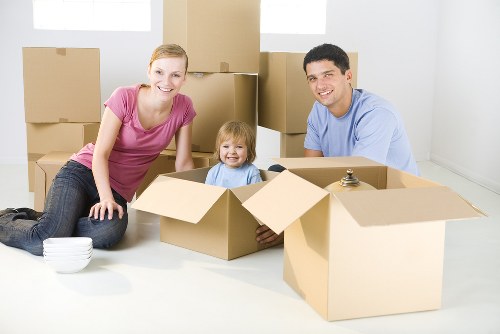Packing materials and labeled boxes ready for moving day
