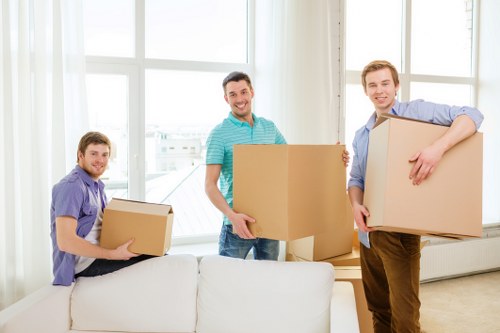 Moving van and packed furniture for Westkensington relocation
