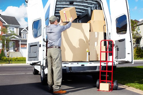 Packed student belongings ready for removals in Westkensington