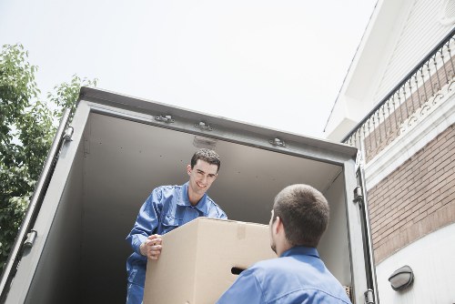 Packed boxes prepared for a last minute move in West Kensington