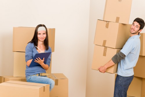 Business storage space in Westkensington with stacked inventory